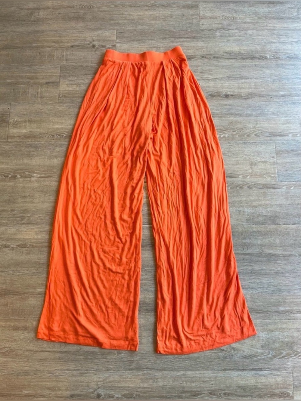 Women’s Orange Self-Double Layer Wide Leg Pants Small - Picture 3 of 4